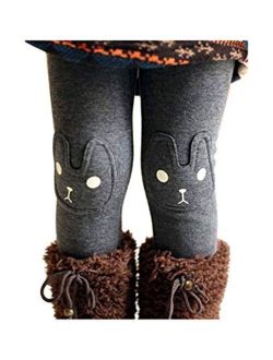 BOGIWELL Kid Girl Fall Winter Cute Warm Thick Rabbit Printed Fleece Legging Pant