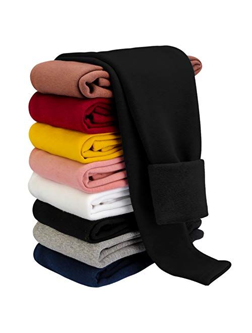 BOOPH Girls Winter Leggings Fleece Lined Toddler Kids Basic Full Length Pants