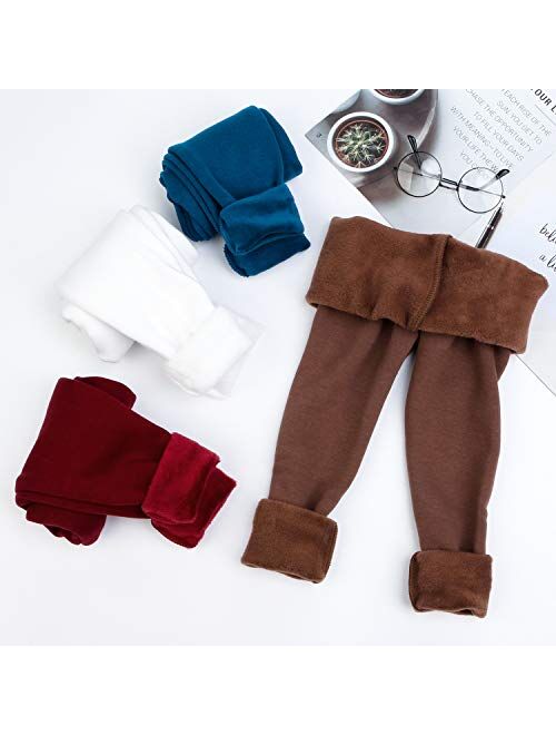 BOOPH Girls Winter Leggings Fleece Lined Toddler Kids Basic Full Length Pants