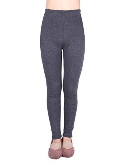 IRELIA Kids Girls 100% Cotton Fleece Lined Solid Leggings Warm Pants for Winter