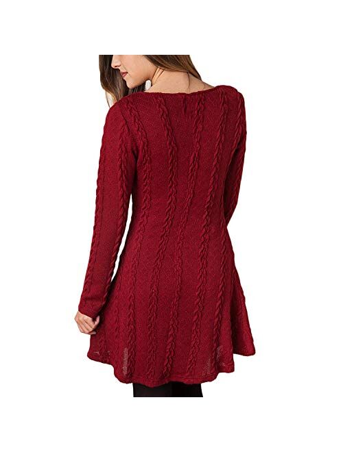 HAPEE Sweater Dresses Tunic for Women, Long Sleeve Crewneck Knit Pullover Sweater