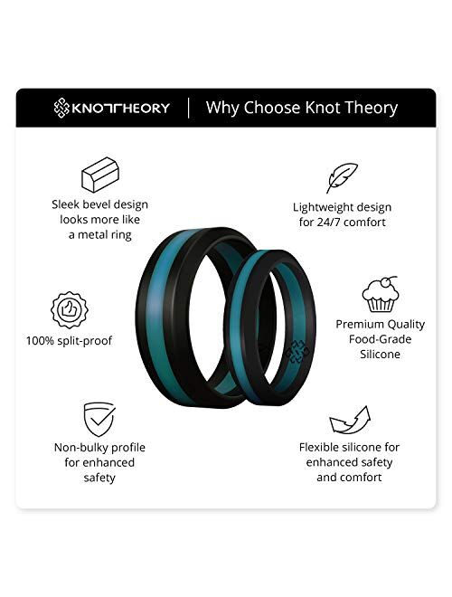 Knot Theory Striped Silicone Ring for Men and Women Black, Grey, Red, Blue, Orange, Yellow, Purple