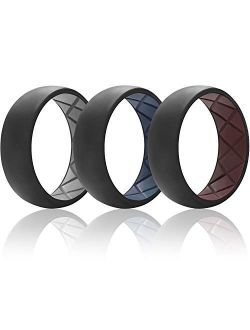 Egnaro Silicone Wedding Ring for Men, Dual-Tone Breathable Mens' Rubber Wedding Bands - One Ring with Two Color