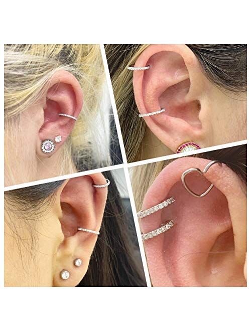 OUFER 16G Stainless Steel Cartilage Earrings Five Petal Clear CZ Flower Tragus Helix Earrings Cartilage Earring Stud