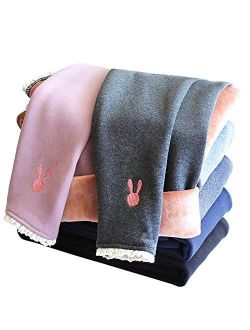 Tengo Girls Winter Warm Thick Fleece Lined Leggings Velvet Pants Thermal Tights Embroidery Leggings Pants 3-12 Years