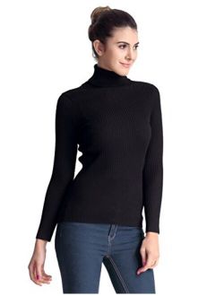 Women's Ribbed Turtleneck Long Sleeve Sweater Tops