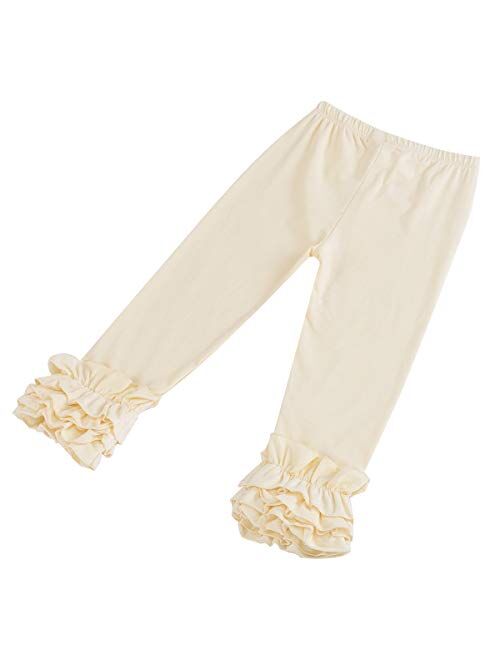 OBEEII Little Big Girl Icing Ruffle Pants Boutique Ruffle Leggings Cotton Trousers Activewear Playwear Birthday Party