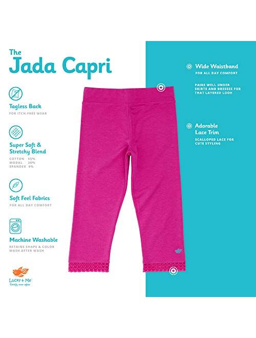 Lucky & Me | Jada Girls Capri Leggings | Tagless | Capri Length, Lace Trim, Wide Waistband | 3-Pack