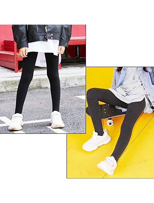 HowJoJo Girls Fleece Lined Leggings Warm Winter Footed Tights High Waist Leggings Pants