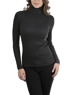 ToBeInStyle Womens High Button-Cuff Fold Over Turtleneck Knit Sweater