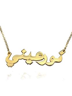 AOLO Personalized Custom Name Necklace Script Initial Nameplate Necklace Jewelry for Girls Womens