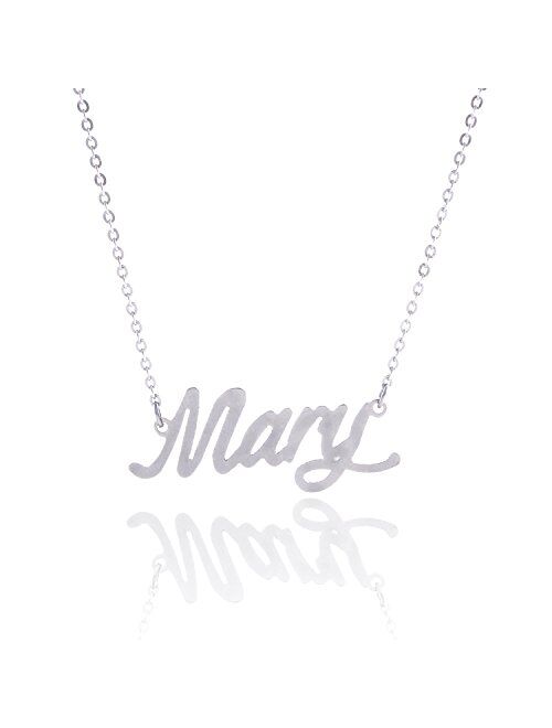 AOLO Personalized Custom Name Necklace Script Initial Nameplate Necklace Jewelry for Girls Womens