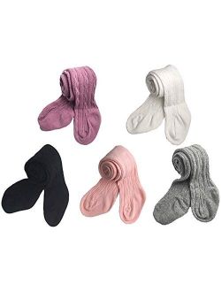Baby Toddler Girls Tights Knit Cotton Pantyhose Dance Leggings Pants Stockings, 5 Pack
