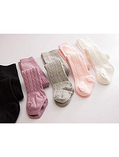 Baby Toddler Girls Tights Knit Cotton Pantyhose Dance Leggings Pants Stockings, 5 Pack