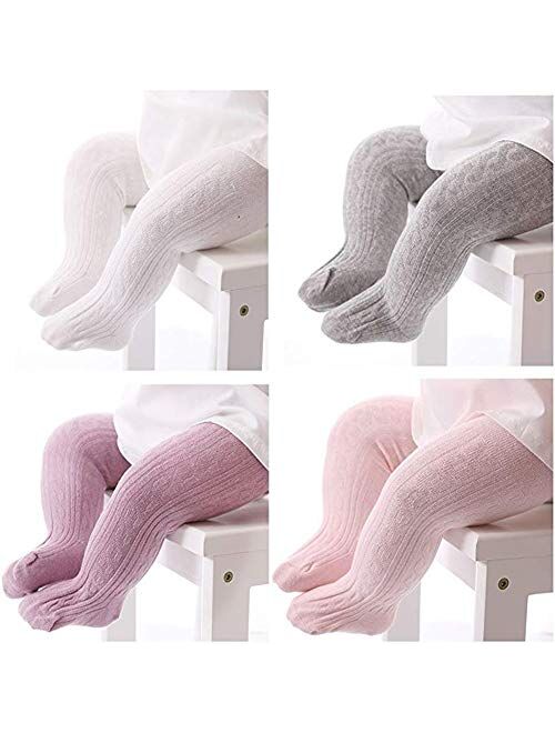 Baby Toddler Girls Tights Knit Cotton Pantyhose Dance Leggings Pants Stockings, 5 Pack