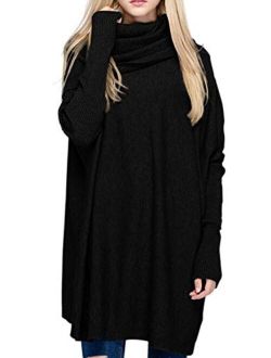 BOBIBI Women Oversized Cowl Neck Sweaters Long Sleeve Loose Fit Knitted Pullover