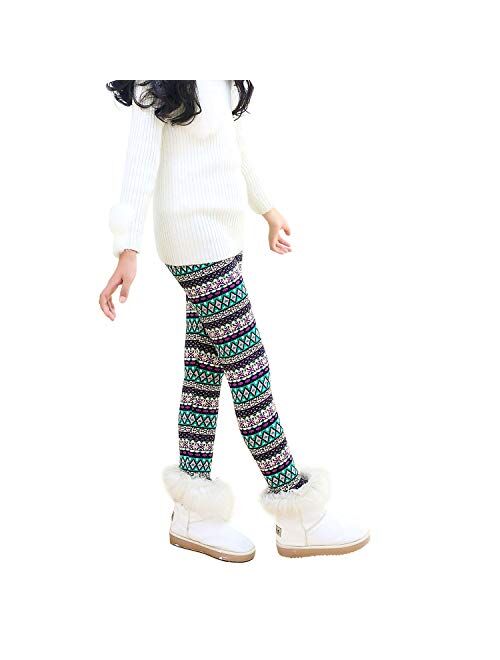 BOOPH Girl Winter Thick Warm Pant Printing Fleece Lined Legging Tight 2-10 Years