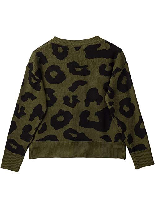 Carprinass Women's Stylish Leopard Pullover Sweater Long Sleeve Knitwear Blouse