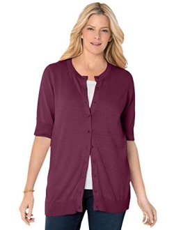 Women's Plus Size Perfect Elbow-Length Sleeve Cardigan Sweater