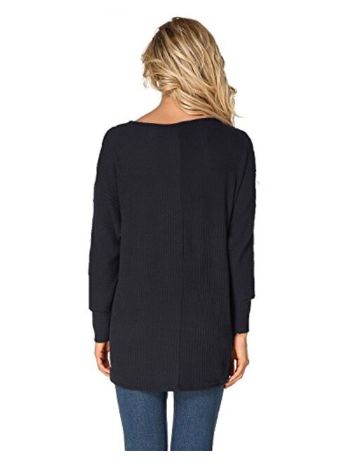 StyleDome Sweater Women Long Sleeve Blouse V-Neck Pullover Oversized Baggy Crochet Knitted Jumper