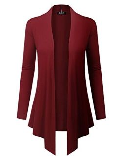 BH B.I.L.Y USA Women's Light Sweater Fabric Asymmetric Hem Open Front Long Cardigan