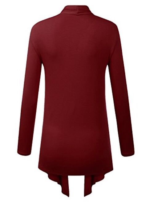 BH B.I.L.Y USA Women's Light Sweater Fabric Asymmetric Hem Open Front Long Cardigan