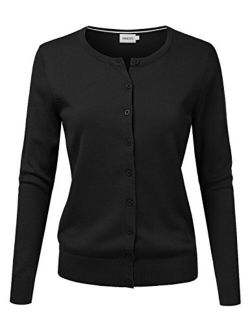 JJ Perfection Women's Button Down Soft Knit Long Sleeve Cardigan Sweater