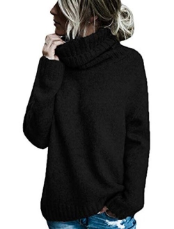 Beautife Womens Sweaters Casual Turtleneck Long Sleeve Soft Knitted Sweater Pullover