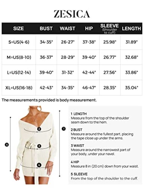 ZESICA Women's Long Batwing Sleeve Wrap V Neck Knitted Backless Bodycon Pullover Sweater Dress with Belt