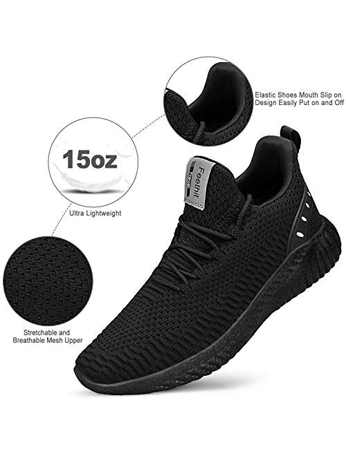 Feethit Mens Slip On Walking Shoes Balenciaga Look Running Shoes Lightweight Breathable Mesh Fashion Sneakers