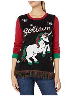 Ugly Christmas Sweater Company Light-Up Pullover Xmas Sweaters Multi-Colored LED Flashing Lights Juniors