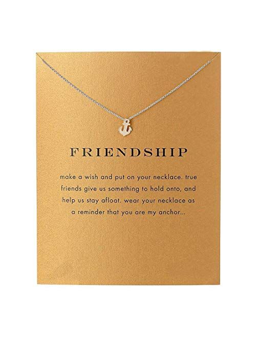 LANG XUAN Message Card Compass Pendant Necklace Friendship Starfish Good Luck Elephant Pendant Chain Necklace with Gift Card
