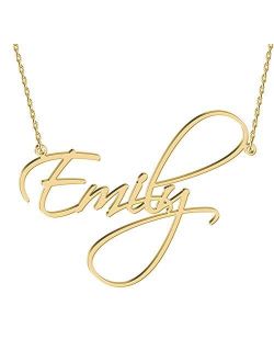 Joelle Jewelry Design Sterling Silver Name Necklace Personalized, 15 Fonts Style to Choose, Custom Made Women's Name Script Plate Pendant for Her