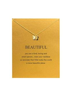 Baydurcan Hundred River Friendship Anchor Compass Necklace Good Luck Elephant Pendant Chain Necklace with Message Card
