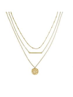 Dainty Coin Pendant 14K Gold Layered Necklace Whit Star Long Chain Multilayer Necklace Set Jewelry for Women Lady Girls Gift Jewelry