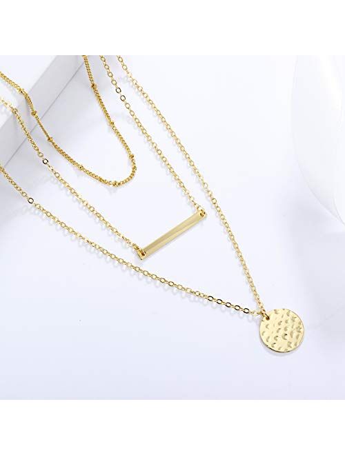 Dainty Coin Pendant 14K Gold Layered Necklace Whit Star Long Chain Multilayer Necklace Set Jewelry for Women Lady Girls Gift Jewelry