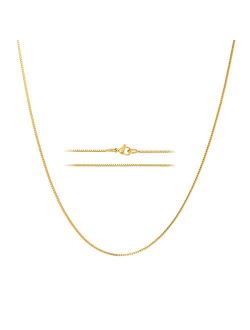 KISPER 24k Gold Over Stainless Steel 1.2mm Thin Box Chain Necklace, 14-36 inches