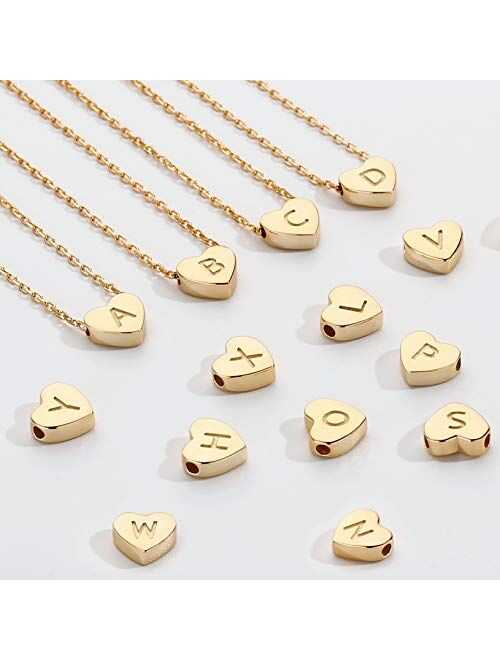 S925 Sterling Silver Heart Initial Necklace - White Gold 14K Gold Plated Silver Heart Initial Necklace for Women Girls Kids, Dainty Letter Tiny Alphabet Initial Necklace 