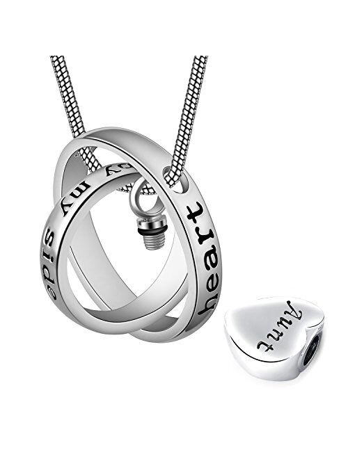 Cring Coco Womens&Mens No Longer by My Side,Forever in My Heart Carved Locket Cremation Urn Necklace for mom & dad
