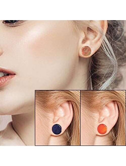 Longbeauty 20/30 Pcs Set Mixed Stone Saddle Double Flared Ear Tunnels Expander Plugs Stretcher 3MM-20MM