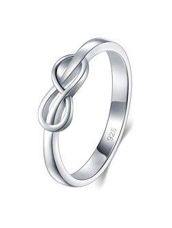 BORUO 925 Sterling Silver Ring, High Polish Infinity Symbol Tarnish Resistant Comfort Fit Wedding Band Ring Size 4-12