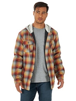 Authentics Men's Long Sleeve Quilted Lined Flannel Shirt Jacket With Hood