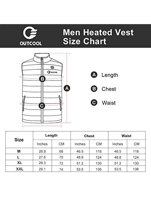 OUTCOOL Men's Heated Vest Light Weight Heating Vest For Men (Type:NMJ1904)