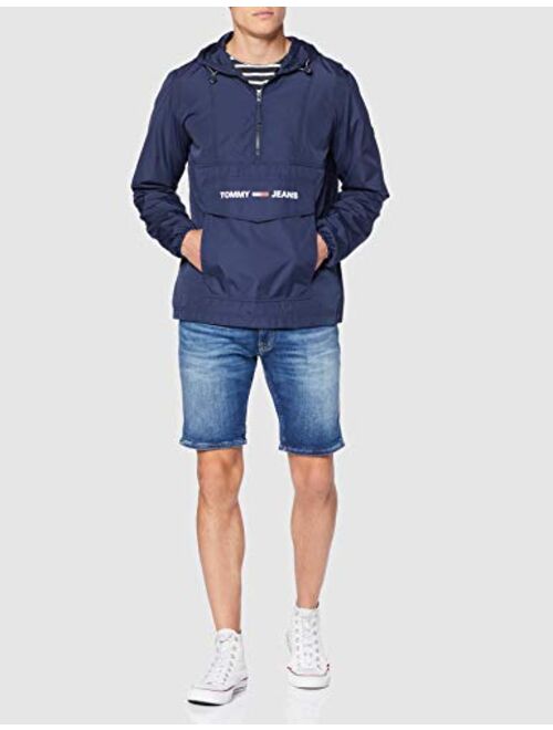 Tommy Hilfiger Tommy Jeans Men's Nylon Shell Solid Popover Jacket, Blue