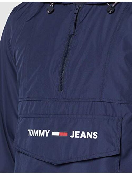 Tommy Hilfiger Tommy Jeans Men's Nylon Shell Solid Popover Jacket, Blue