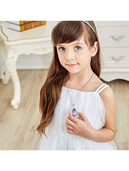 Vinjewelry Sofia Necklace Amulet Teardrop Amethyst Pendant Necklace Sofia Princess Costumes Jewelry for Little Girls