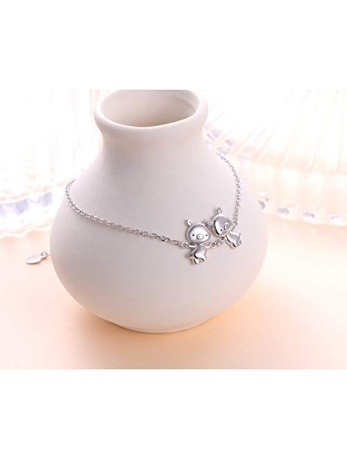 925 Sterling Silver Cute Pig Pendant Necklace Earrings Ring Bracelet for Women Girls Jewelry Birthday Christmas Gift