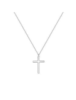 MOMOL Tiny Cross Pendant Necklace, 18K Gold Plated Stainless Steel Cross Necklace Simple Small Dainty Cross Pendant Christian Religious Chain Necklace for Women Girls