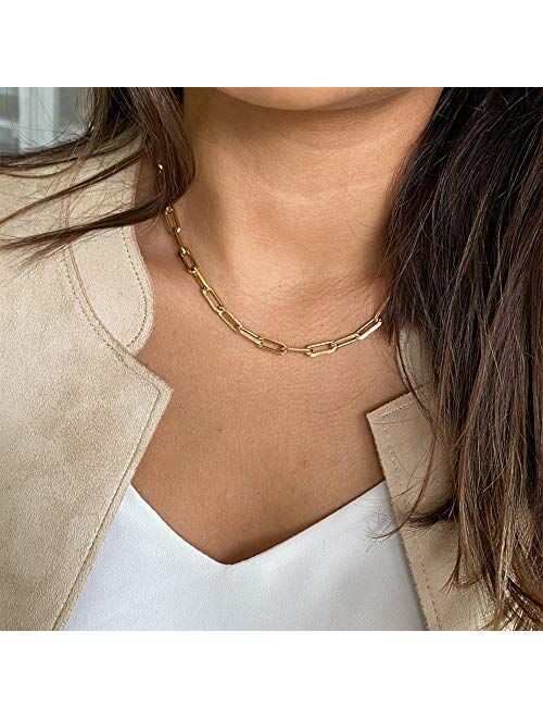 Choker Necklaces for Women, Dainty 14K Gold Plated Layered Star Butterfly Choker Necklace, Simple Cute Beaded Snake Chain Link Choker Necklace Womens Small Short Necklace