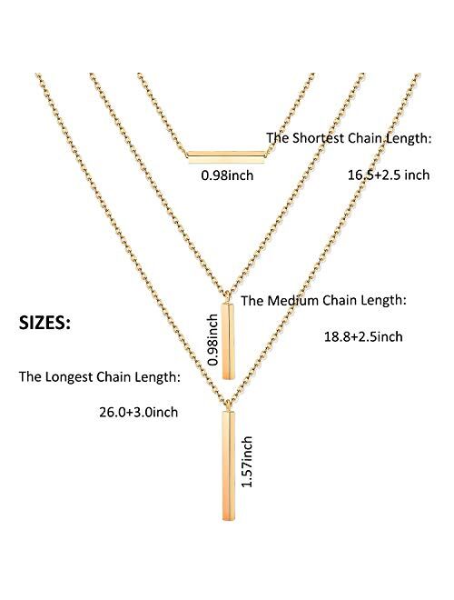 CEALXHENY Layered Chain Necklaces for Women Girls Boho Vertical Bar Pendant Necklace Set Minimalist Y Necklaces for Beach Parties Summer Jewelry Set
